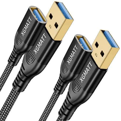 Image of XGMATT USB 3.0 Extension Cable (1M-2pack), USB Type A Male to Female 5Gbps Data Sync USB Extender Cord Compatible with Printer, Scanner, Keyboard,HTC Vive,Card Reader,Camera, Oculus Rift,PS VR,Black