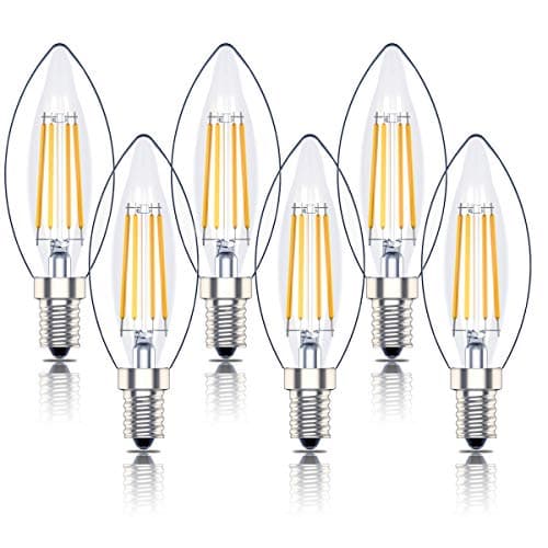 Image of E14 Dimmable Led Candle Bulb,SES Filament Small Edison Screw Light Bulbs,4w 40W Equivalent, Warm White 2700K, 400lm (6, Warm White)