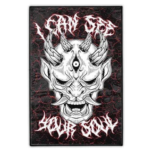 Image of I See Your Soul Backpatch | Large Rock/Heavy Metal Back Patch for Coats and Vests | Goth/Punk Style Devil Skull Mask | Back Patches Produced in Berlin by Concrete Schoolyard