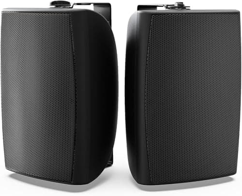Image of Herdio 8 Inch 600W Outdoor Speakers Passive Waterproof Wired with Powerful Bass, Wall Mount Durable Loud Sound System | Ideal for Large Spaces: Commercial Areas, Spacious Backyards, Auditorium (Black)