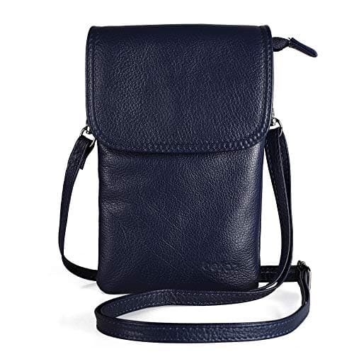Image of befen Genuine Leather Phone Bag, Real Leather Phone Purse, Small Phone Cross Body Bag for Women with Long Strap and Key Ring - Fit 8 Plus or Phone Less 6.5 Inch