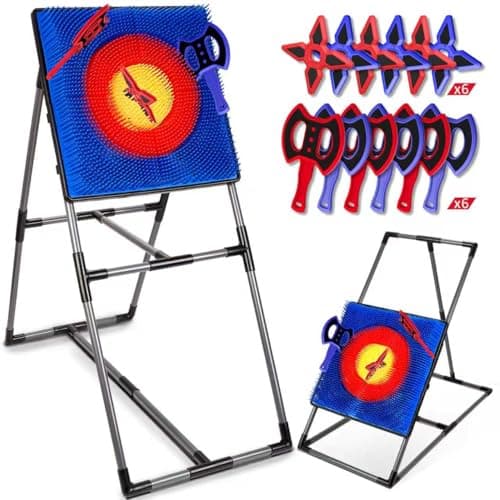 Image of Axe Throwing Game for Backyard, Axe Throwing Target Set Games with 6 Throwing Axes & 6 Dart Bristle Target, Outdoor Indoor Yard Games for Adults Kids Activity Carnival Games