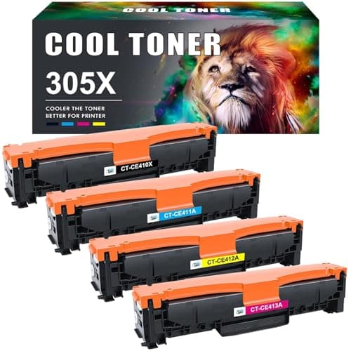 Image of Cool Toner Compatible Toner Cartridge Replacement for HP 305X 305A Laserjet Pro Color M475dw M451dn M475dn M451nw M451dw M351a M375nw CE410X CE411A CE412A CE413A (Black Cyan Yellow Magenta, 4-Pack)