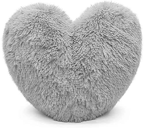 Image of NIGHTZONE Teddy Cuddles Heart Shape 3D Fleece Filled Cushion Soft Comfortable Warm & Cozy Home Decor Size 38cm 100% Polyester Teddy Heart (Silver)