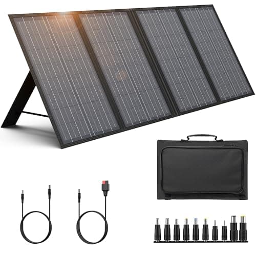 Image of SinKeu 60W Portable Solar Panel for Power Station, Solar Generator, Phones, Waterproof, Foldable Monocrystalline Solar Charger with DC/USB-A/Type-C Outputs for Outdoor Camping Power Off-Grid Home