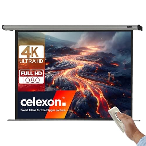 Image of celexon HomeCinema Electric-Screen 110" | 220x165 cm 4:3 | electric 4K, full HD screen for home cinema projections and office presentations with your projector | Ceiling/wall mounting