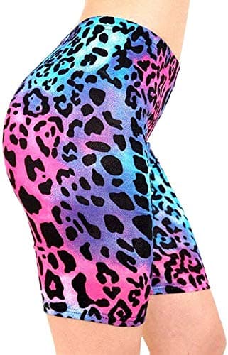 Image of GirlzWalk ® Women’s Ladies Double Side Stripe Cotton Active Gym Cycling Shorts Tights Hot Pants (Leopard Pink, ML 12-14)