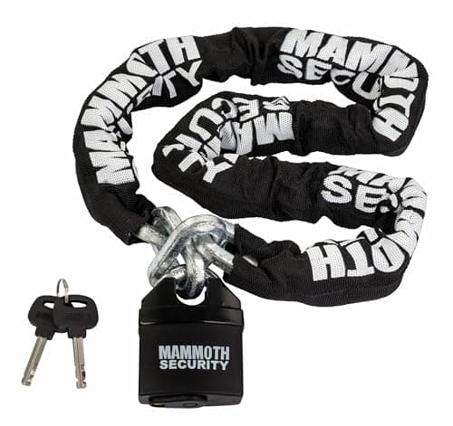 Image of Mammoth Heavy Duty Motorbike Lock with Padlock Anti-Theft Thick 10mm x 1.2M Bike Locks High Security Chain for Bicycle Motorcycle Scooter Lock & Padlock with Scratch-Proof Nylon Sleeve