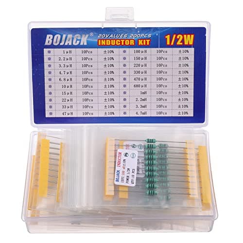 Image of BOJACK 20 Values 200 Pcs Inductor 1 uH to 4.7 mH 0.5 W Color Ring Inductor 1/2 Watt Assortment Kit