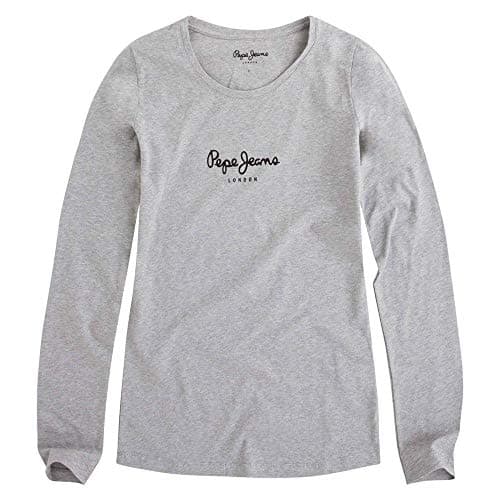 Image of Pepe Jeans New Virginia Women's T-Shirt Slim Fit Long Sleeve Grey (Grey Marl), M