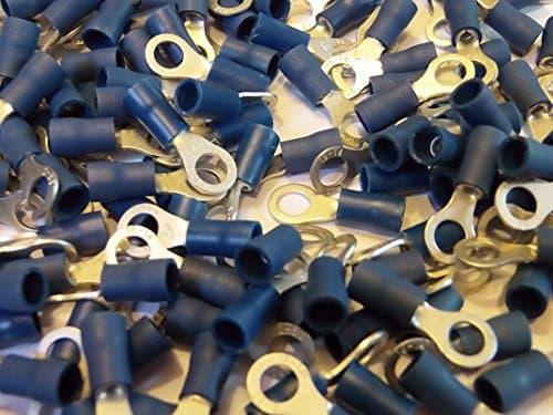 Image of blue 5.3mm ring terminal crimp connector (for 5mm bolt/screw) 25 50 100 pack (25)