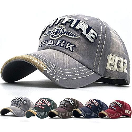 Image of CheChury Distressed Baseball Cap for Mens Vintage Trucker Hat Men Cotton Embroidered Snapback Casual Baseball Cap Unisex (Grey)