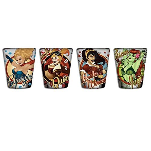 Image of Silver Buffalo DC110764 DC Comics Bombshells Mini Glass Set, 4-Pack