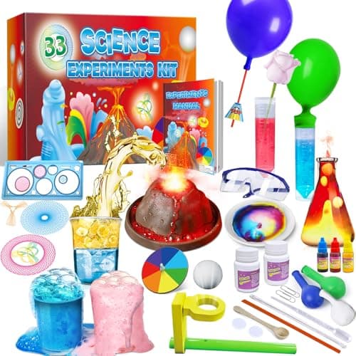 Image of UNGLINGA 33 Experiments Science Kit for Kids, Science Project STEM Learning Educational Toys Gifts for Boys Girls, Chemistry Set, Volcano Erupting