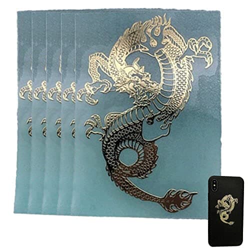 Image of 5pcs Dragon Metal Scrapbook Stickers - Self-adhesive Decoration Stickers for Mobile Phone, Laptop