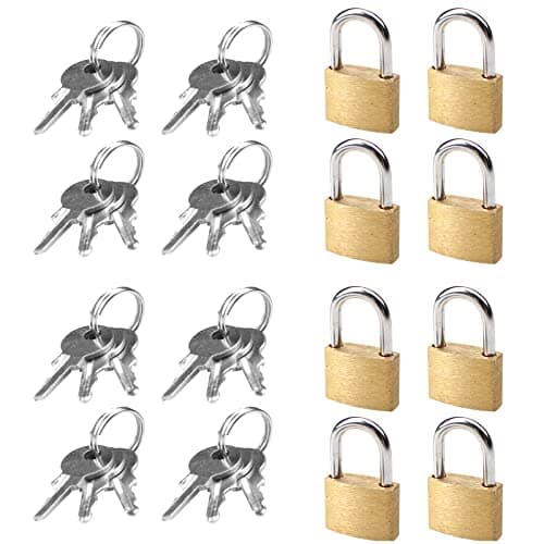 Image of duisoad 8 Pieces Small Suitcase Locks Backpack Lock Small Padlock with Keys for Suitcases, Lockers, Tool Boxes, 20 mm Gold