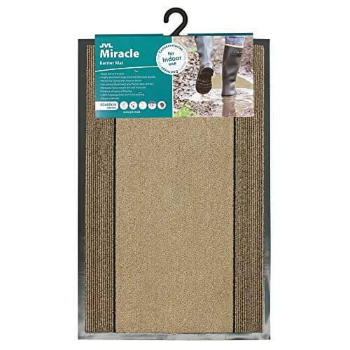 Image of JVL Miracle Beige with Brown Stripes Barrier Mat, 40 x 60 cm