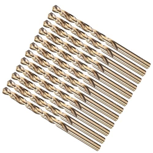 Image of METALLIXITY 6mm Drill Bit (15/64") 12Pcs, M35 Cobalt High-Speed Steel Straight Shank Spiral Flute 135°Point Tip Gold for Stainless Steel Iron Copper Aluminum Hard Metal