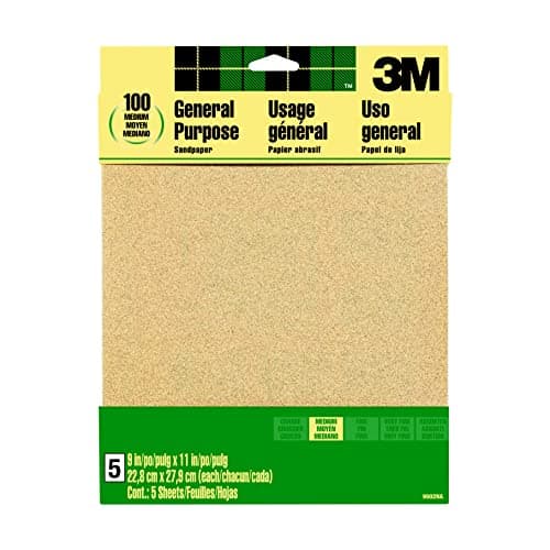 Image of 3M Aluminum Oxide Sandpaper Medium, 9002NA, 9 in x 11 in, 5/pk