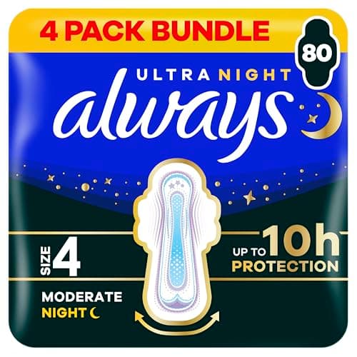 Image of Always Ultra Sanitary Towels Secure Night (Size 4) Wings X20 Pads, Super Absorbent and Ultra Thin, for Menstrual Periods 20 x 4