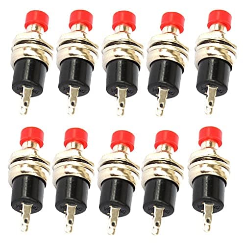Image of 10Pcs 1A 250V AC 2 Pins SPST Red Normal Open Mini Momentary Push Button Switch