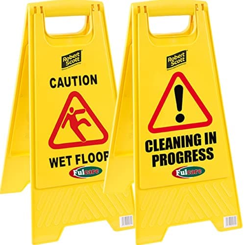 Image of Wet Floor Sign Safety Maintenance Caution Wet Floor/Cleaning in Progress A Frames (Pack of 2)