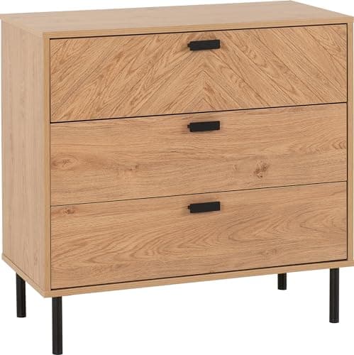 Image of Seconique Leon 3 Drawer Chest in Medium Oak Effect