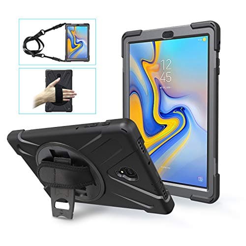 Image of Gerutek for Samsung Galaxy Tab A 10.5" 2018 SM-T590/T595 Case Shockproof with 360 Rotating Stand, Hand/Shoulder Strap Drop Protection Cover, Heavy Duty Rugged Case for Galaxy Tab A6 10.1, Black