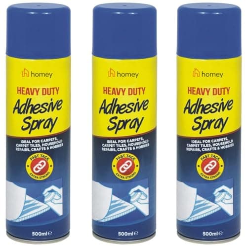 Image of Heavy Duty Adhesive Glue Spray 3 X 500ML Can Aerosol Spray Ideal For Carpets, Carpet Tiles, Household Repairs, Crafts & Hobbies Quick Drying Extra Strong Glue