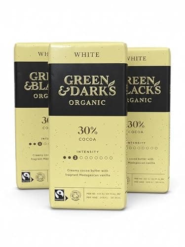 Image of Organic White Chocolate 30% Cocoa Butter | With Madagascan Vanilla | Smooth & Creamy Premium White Chocolate Bars | Fairtrade Certified | Luxury Dessert & Gifting Chocolate | Pack of 3 (300g)