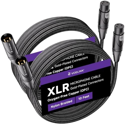 Image of VCELINK XLR Cables 10 Feet 2 Packs, Male to Female XLR Microphone Cable, Gold-Plated 3-Pins Balanced Shieled Speaker Cable, AL & OFC Dual Shielded Balanced Mic Cord