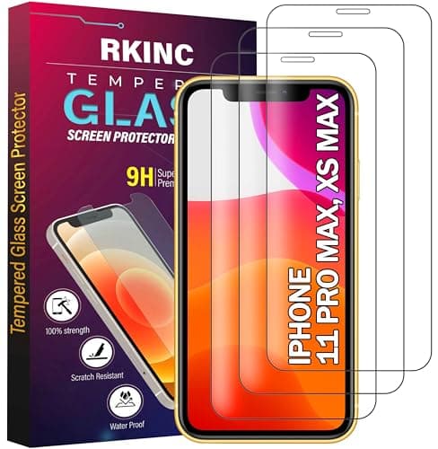 Image of RKINC Screen Protector [3-Pack] for iPhone 11 Pro Max/XS Max 6.5-Inch, Tempered Glass Film Screen Protector, 0.33mm [Anti-Scratch][Anti-Shatter][Bubble-Free]
