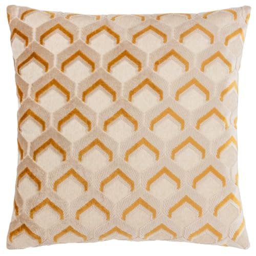 Image of Paoletti Ledbury Velvet Jacquard Cushion Cover, Gold