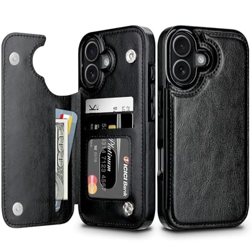 Image of Coolden for iPhone 17 Case Wallet with Card Holder Slot Shockproof Cover Flip Folio Soft PU Leather Magnetic Closure Heavy Duty Durable Protective Cases Cover for iPhone 17 Phone Case (Black)
