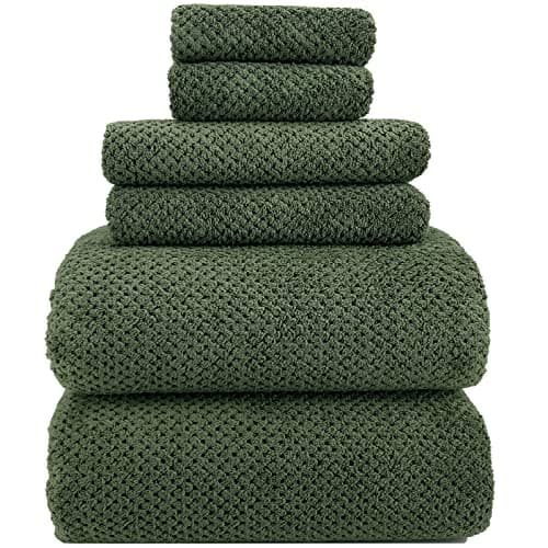 Image of YTYC Towels,39x78 Inch Oversized Bath Sheets Towels for Adults Luxury Bath Towels Extra Large Sets for Bathroom Super Soft Highly Absorbent Microfiber Shower Towels 80% Polyester(Olive Green,6 Piece)