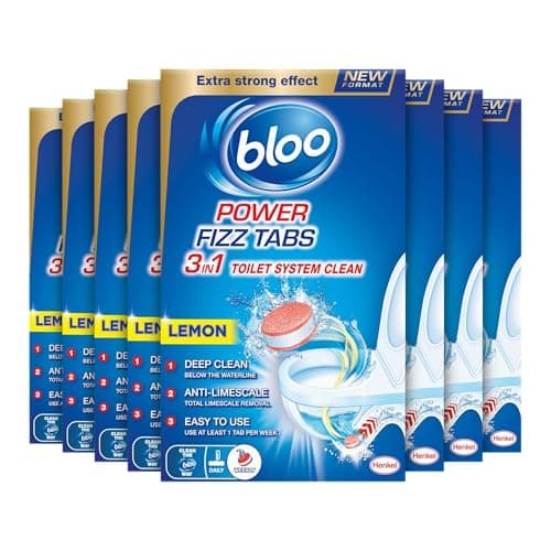 Image of Bloo Power Fizz Tabs Anti-Limescale Drain Deep Toilet Cleaning Lemon, 8 x 22.5g x 8