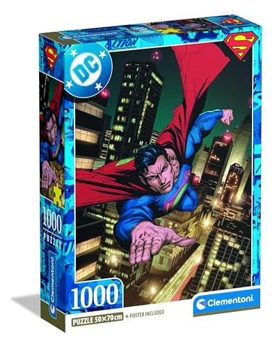 Image of Clementoni Jigsaw Puzzle 1000 pieces, Superman DC Comics, Puzzle for Adults 14-99 Years, Compact Box, Made in Italy, 37506