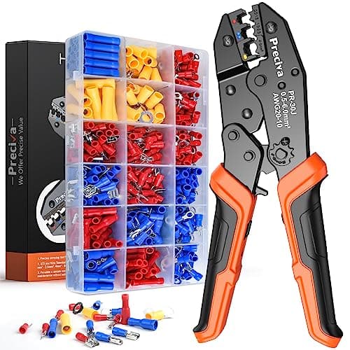 Image of Insulated Crimping Tools, Preciva 0.5-1.5/1.5-2.5/4-6mm²(A.W.G. 20-10) Crimping Tool, with 370pcs terminals. Suits Electrical Wiring Repair, Car, Van, Motorbike etc