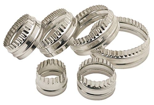 Image of KitchenCraft Double Sided Pastry Cutters Set with Fluted/Round Edges, Stainless Steel, 6 Pieces, Silver