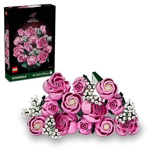 Image of LEGO Botanicals Bouquet of Pink Roses 10374 Decorative Flowers Building Kit for Adults, Floral Decor, Buildable Flower Arrangement, Mother’s Day, Valentine’s or Birthday Gift (789 Pieces)