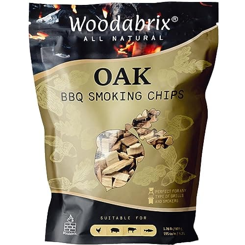 Image of Woodabrix BBQ Smoking Wood Chips for Charcoal, Gas BBQ/Smoker, 100% Natural, 800 g/1.76 lb (3.2 Litre / 195 cu in), Oak