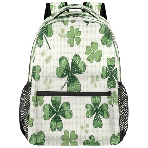 Image of Lightweight Travel Backpack,Oil Painting Elephant Print Large Capacity Bookbag,Waterproof Travel Bag Casual Daypack for Men Women Adults,Clover Checkered Pattern