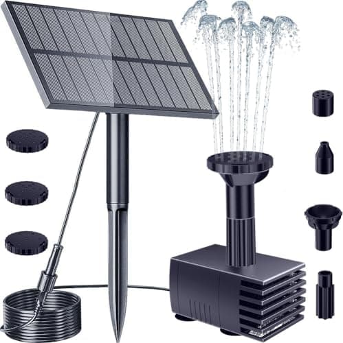 Image of Biling Solar Fountain for Bird Bath, Solar Powered Bird Bath Fountain Water Features with 6 Nozzles Filter Water Pump for The Garden Hummingbird Bath, Small Pond (Only Work in Sunlight)