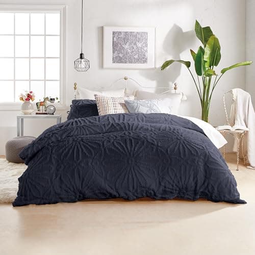 Image of Peri Home Chenille Medallion 100% Cotton 3-Piece Comforter and Sham Set, Twin, Indigo