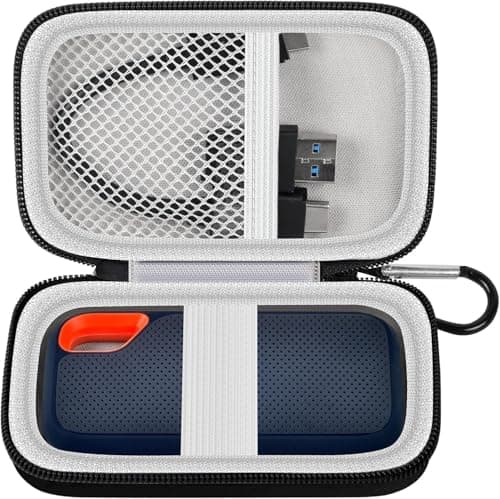 Image of Hard Case Compatible with SanDisk 500GB/ 1TB/ 2TB/ 4TB Extreme Portable SSD - Up to 1050MB/s - USB-C, USB 3.2 Gen 2 - External for Solid State Drive. Carrying Travel Holder for USB Cables (Box Only)