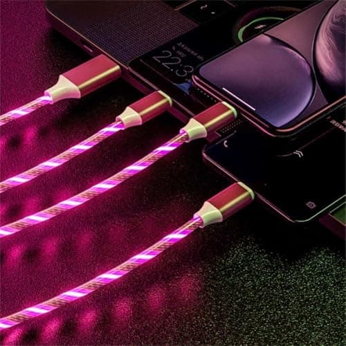 Image of Txuolin Red 3 in 1 Multi Charging Cable LED Flowing Red Light Up Charger Cable, Micro Type-C Charging Cable, USB-C Fast USB Charger Cord Cables Cables and Interconnects for Most Smart Phone