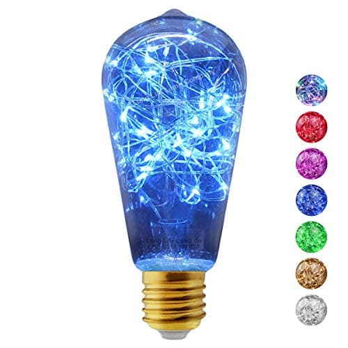 Image of Long Life Lamp Company 1w ST58 LED Industrial Decorative Light Bulb Coloured Fairy String Filament E27 (Blue)