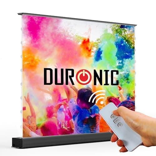 Image of Duronic Electric Projector Screen EP-FPS100 PVC Floor Projection Grey Screen 16:9 Aspect Ratio, Enhanced contrast, Remote Controlled – Ideal for Home Theatres, Event Halls and Conferences