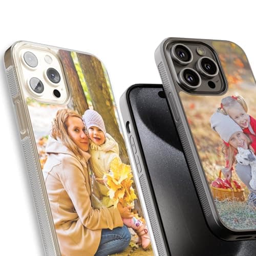 Image of Unique Gifts House Ltd Personalised Phone Case Compatible with iPhone X/XS (5.8) inch, Custom Photo Printed Shockproof Texture Grips on sides Anti Drop Personalised Phone Cover Black