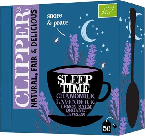 Image of Clipper Sleep Time Infusion Teabags | 50 Chamomile, Lemon Balm and Lavender Envelop String & Tag Tea Bags | Caffeine-Free Herbal Tea Bags | Natural, Unbleached Plant-Based & Biodegradable